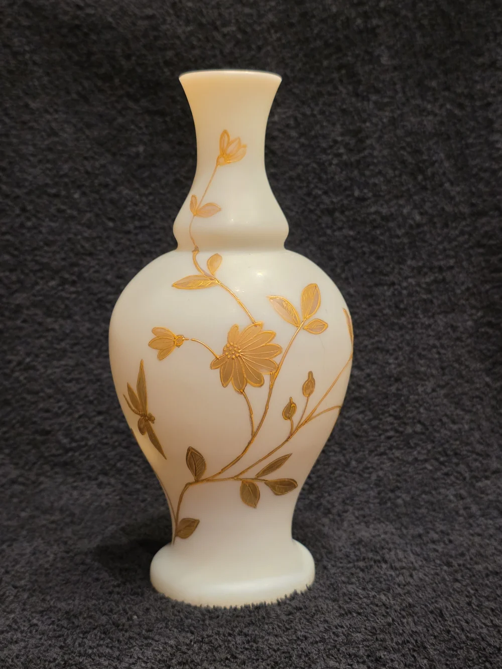 Bohemian Harrach Uranium Glass Vase – Fine Wildflower Enamel, c. 1880s